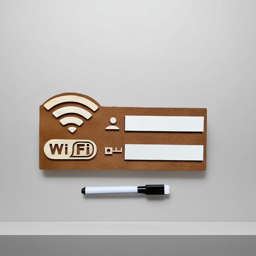 Wooden WiFi Password Sign with Erasable Board